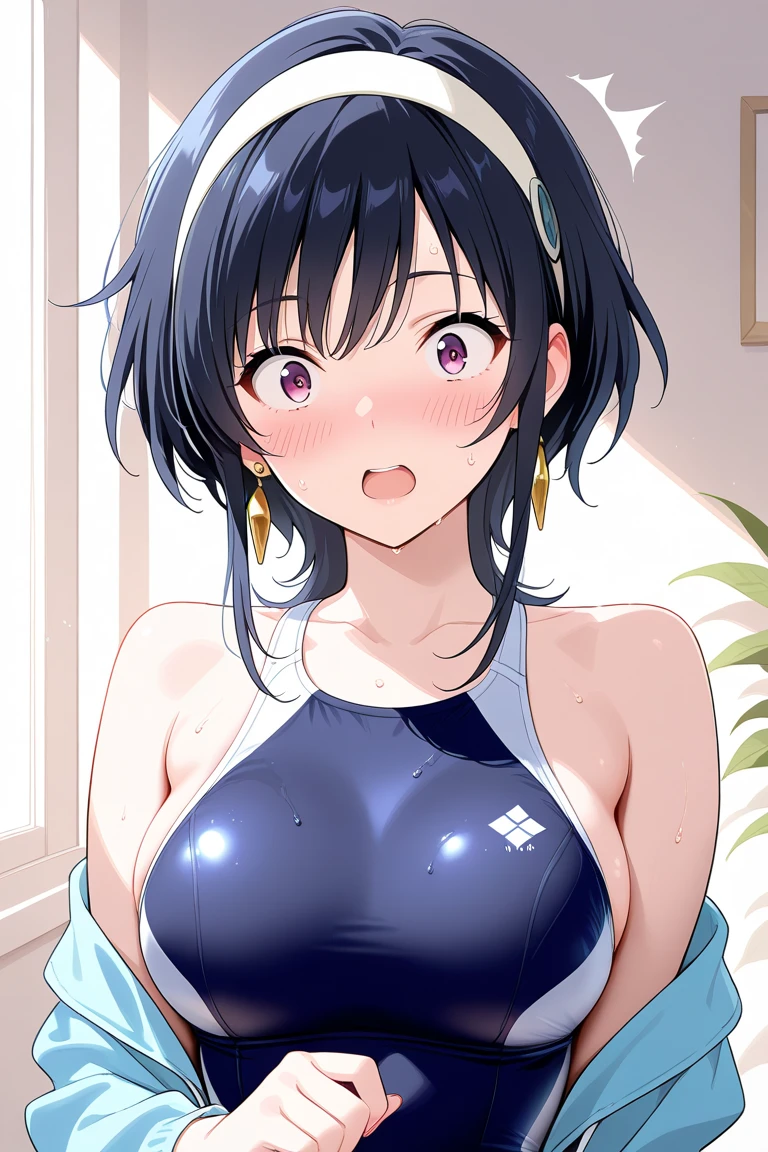 beautiful girl, Beautiful round breasts,Bust up front,Beautiful upward-facing breasts,G-Cup, Tight waist,Short Bob,Baby Face,bikini tops,Upper Body,View from the front, Cleavage is clearly visible,Keep your head upright and smile,Like a passport photo