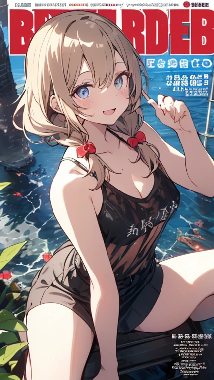 (from above:1.2),(from side:0.9), ((Face)), (Close-Up:0.4), ((looking at viewer, holding a bikini)),(magazine cover:1.4), highest quality、(real、photorealistic:1.4),(ultra high resolution, 8K RAW photo, clear focus), best qualtiy, natural lighting, field depth, (Bright pupils, detailed beautiful eyes, high detailed face), Red lip, (tight focus:1.2, from below), sexy posing, seductive weak smiling, Looking at Viewer, Cinematic lighting, Perfect, softlight, High resolution skin:1.2, Realistic skin texture, body tired from sports、30 years old mature woman、a small face、beautiful-makeup、Makeup light、Shortcut Hair、dark brown hair、Bust b Cup, Amazing Cleavage:1.2, thin waist, big ass, Raised sexy, big breast: 1.2 posed cleavage:1.2、off shoulders、Sportsbra、legginullnude、cute wall background .
