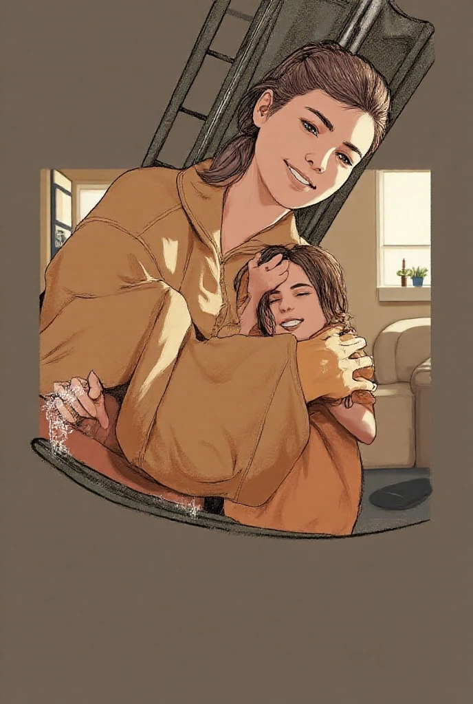 there is a drawing of a family that is standing together, highly detailed exquisite fanart, by Nándor Katona, beautiful drawing style, illustration!, in the last of us, children's book drawing, by Yanagawa Nobusada, by Luis Molinari, by Giorgio Cavallon, luscious ) in the last of us, by Oka Yasutomo, detailed fanart