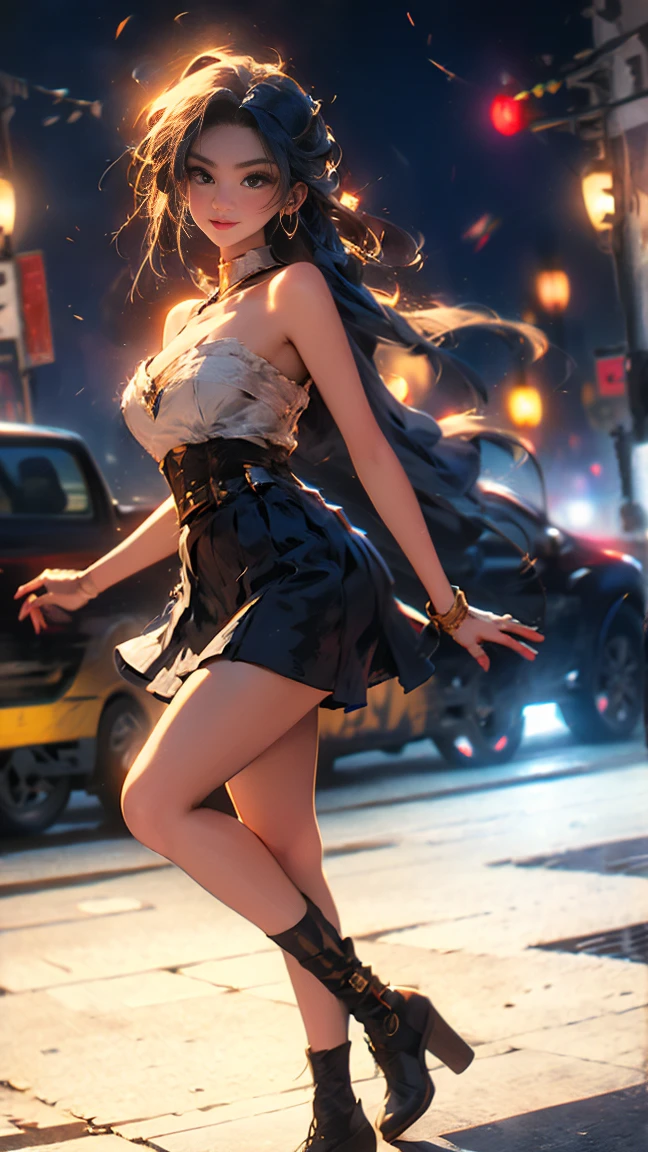 dress, (photo realistic:1.4), (hyper realistic:1.4), (realistic:1.3), (smoother lighting:1.05), (increase cinematic lighting quality:0.9),. 32K, 1girl,20yo girl, realistic lighting, backlight, light on face, ray trace, (brightening light:1. 2), (increase image quality:1.4), (highest quality realistic texture skin:1.4), finely drawn eyes, finely drawn face, finely texture eyes, (tired, sleepy and satisfied:0.0), Beautiful face, The cleavage of the shirt is visible, (enhance atmosphere of body lines:1.1), (beautiful textured skin:1.1).Full Body Shot、(The wind blows up my skirt)(White panties are visible)、