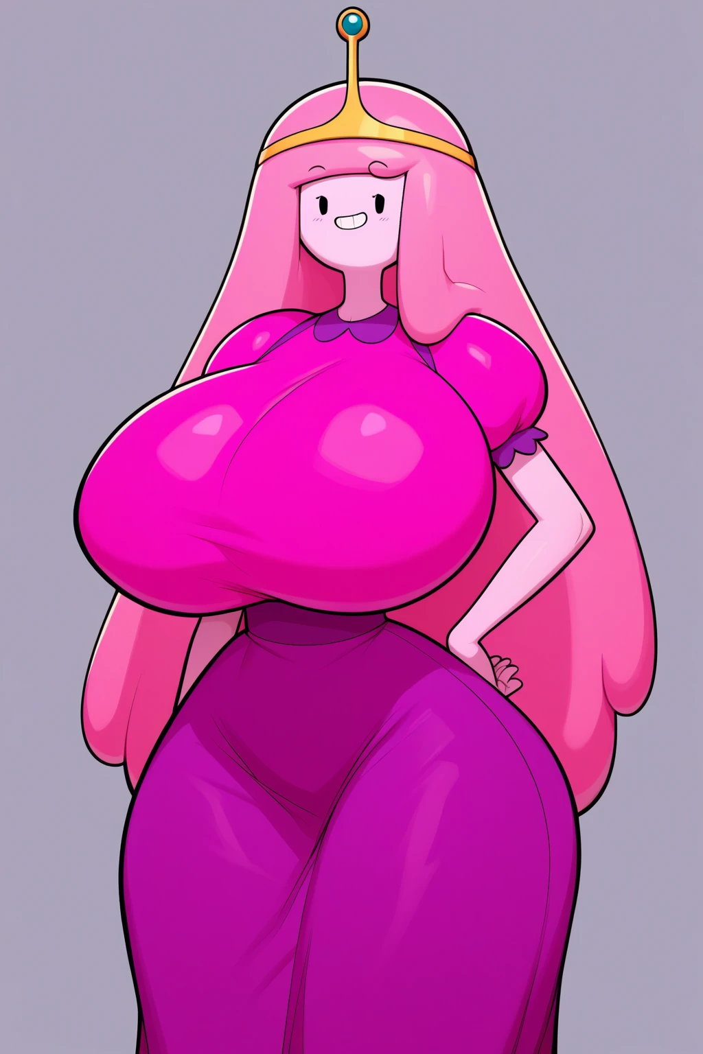 FLuttershy, anthro, cute, blushing, wide hips, large breast, hooves as feet