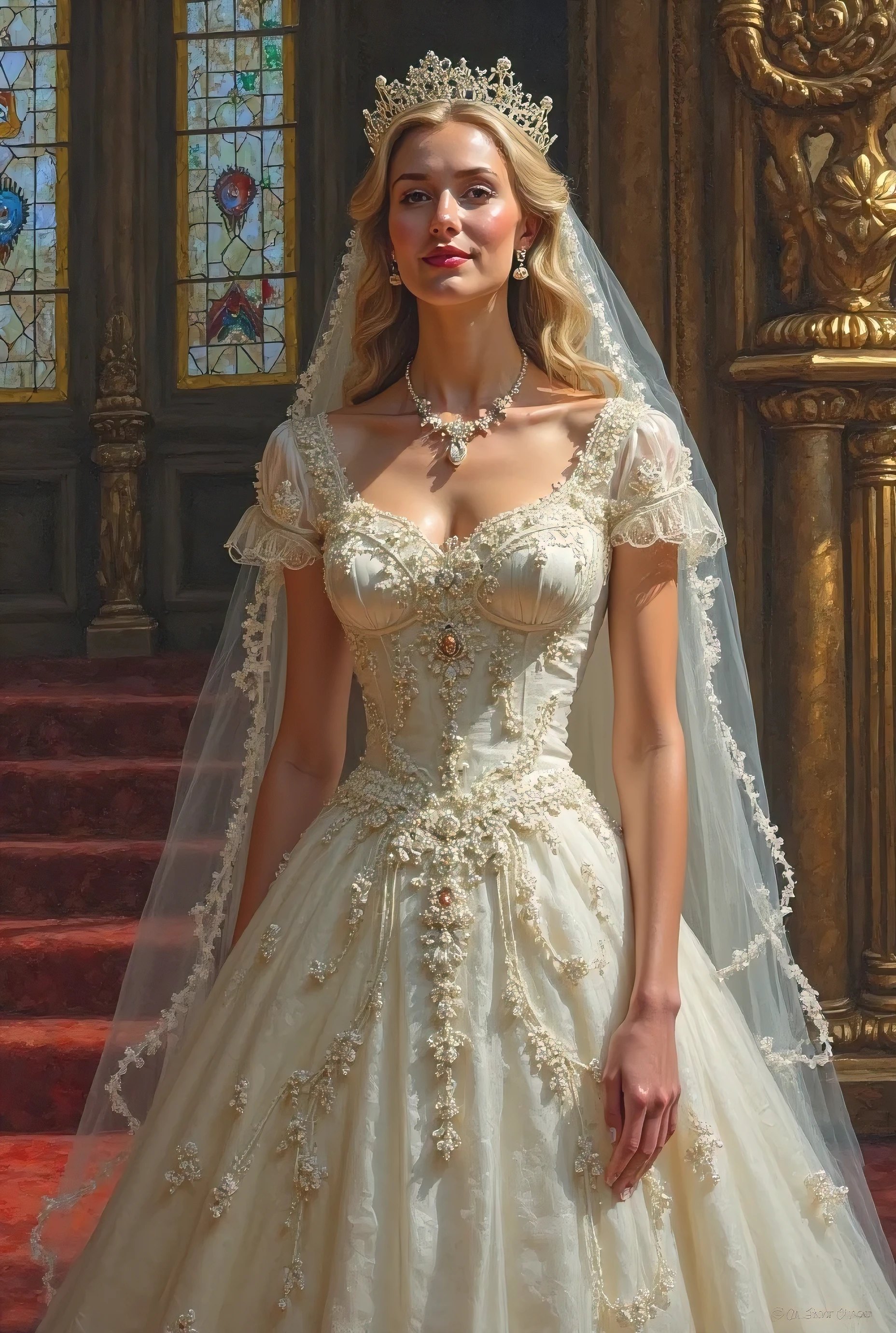 (((8k))), ((best quality)), ((masterpiece)), ((very high detailed)), ((very high detailed fantasy of a queen mother getting married to boy king:1.6)), ((son and mother as a couple in a wedding march portrait:1.5)), (( 34 year old ultra sexual angelic horny and incredibly gorgeous supermodel mother bride walking with her husband son in a bridal march)), ready to breed, ((danish and Norwegian mixed)), (( highly detailed sexy bridal gown with golden embroidery with intricate fabric design:1.5)), (((seductive smile))), (thin waist), ((slutty make up)), ((bright crimson lips)), ((diamond covered bridal vale)), ((in church bridal march)), ((holding a diamond studded white flower bouquet in hand)), ((walking towards the camera)), ((must have sparkling diamonds waist chain)), ((perfect belly button)), ((diamond belly button piercing)), (((varying facial features))), (((must be completely naked always))), ((very sexualised)) (very long silver hair), ((sparkling white diamond crowns)), ((naked vagina exposed)), (erotic voluptuous bodies), ((silver glistening pale skin)), ((sparkling Diamond thigh highs)), ((sparkling white diamonds waist chains)), ((sparkling white diamonds very long neck chains)), ((all white church)), ((all white interiors)), ((ultra realistic)), ((real life)), ((high resolution)), ((ultra realistic)