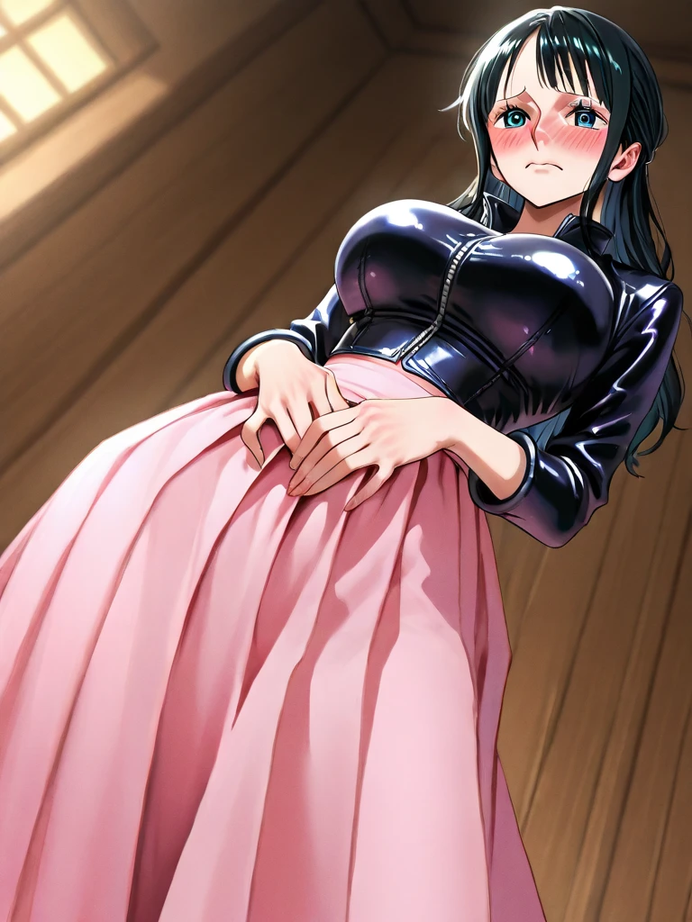 American girl of 18, video gamer, wearing translucent short T-shirt, black hair, ((blush: 0.8)), natural skin texture, 4K textures, highly detailed, insane details, faint colors , ((long wavy hair)), ((smile on face: 0.4)), (no panties: 0.2), ((looking directly at the camera)), ((tilted head: 0.8 )), ((large breasts:1)).