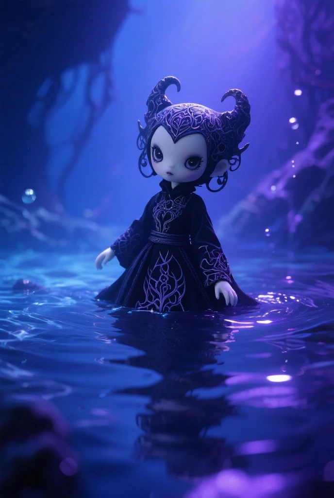 (knitted toy voodoo doll:1.5), (Voodoo Abyssal Demon:1.3), (Clothing: dark, wave-like robes with abyssal patterns:1.0), (Accessories: enchanted trident emitting a ghostly blue glow, floating spectral fish:1.1), (background: dark, underwater abyss with eerie bioluminescence, haunting shapes, and an atmosphere of oceanic dread:1.2), best quality, masterpiece, detailed soft oil painting, detailed background, dramatic cinematic lighting, soft edge lighting, professional, dramatic lighting, hard edge lighting, ultra quality, 4k, masterpiece, best quality, 8k, ultra high definition, high resolution, extremely detailed