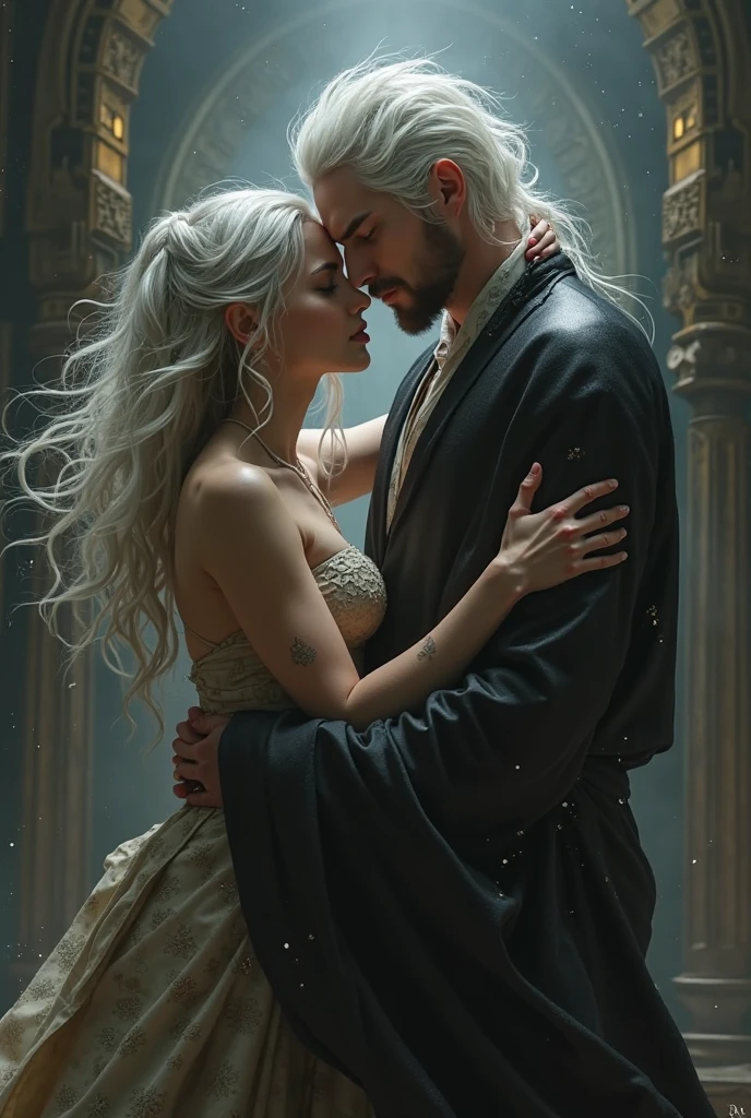 A wizard and a witch making love