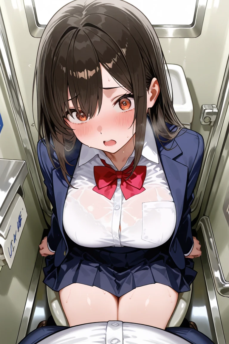 (8K, Best Quality, masutepiece:1.2)、超A high resolution、(((stick out tongue)))、NSFW,17 year old girl licks the man's ear while giving him a hand job、Detailed fingers、school uniform,long sleeve shirt、Black hair、straight haired、detailed face、deep detailed eyes、gentle smile,heart, (embarrassed,blush:1.3)、BREAK、((((1man and 1woman, hold the penis)))),sitting in the back seat of the bus、green seats