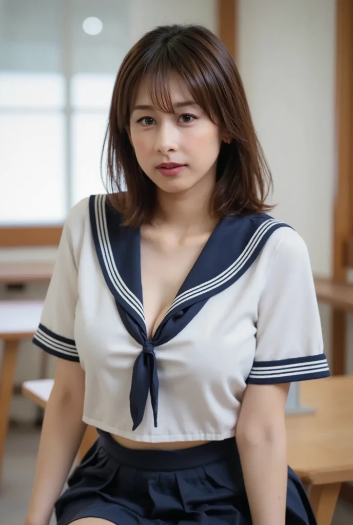 Beautuful Women、18year old、student clothes、Japanese houses、veranda、poneyTail、NSFW