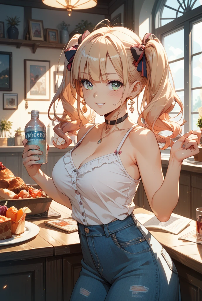 Highest quality,Best image quality,In 8K,4K,masterpiece,Ultra-detailed,beautiful、super high quality, Highest quality,High resolution, Very detailed,Game CG,Dutch Angle ,beautiful細部までこだわった目, Visual Arts,Five Fingers, Perfect hands,beautiful girl,city,1 girl、16 years old,Knotted blouse, Open blouse, Cleavage, Black bra under blouse, (mini skirt:1.5), choker, (Grin:1.2), Blonde, Long Hair, Earrings, Middle chest,Captivating smile, (orgasm:1.3),(Bukkake:1.3),(Eat soft serve ice cream)、(Show off your breasts:1.6),(Nipples),(Areola)
