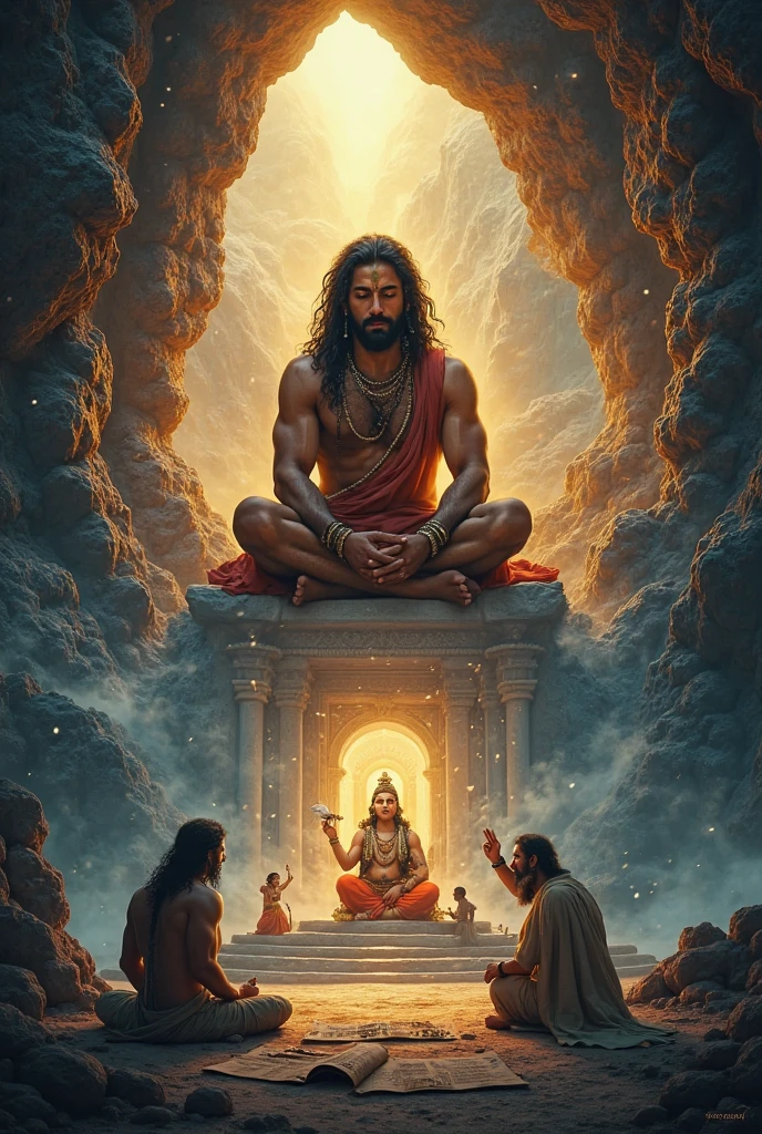 King manu and king shatrupa requesting in front of lord bhrama.