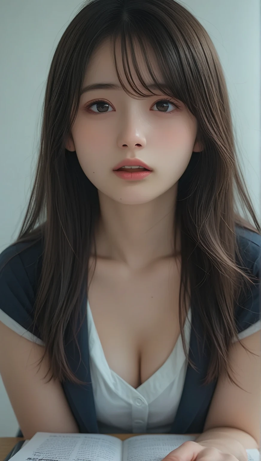NSFW(((masuterpiece))), (((Best Quality))), ((Ultra-detailed)), (extremely detailed photo), ((extremely delicate and beautiful)),(Cute delicate face),Cinematic Light,((A 30 years old Cyborg Girl )),(cool beauty),Solo,Full body,((Sitting)),(Character Focus),Science fiction,(beautiful face and eye, double eyelid,delicate skin,slender body shape)