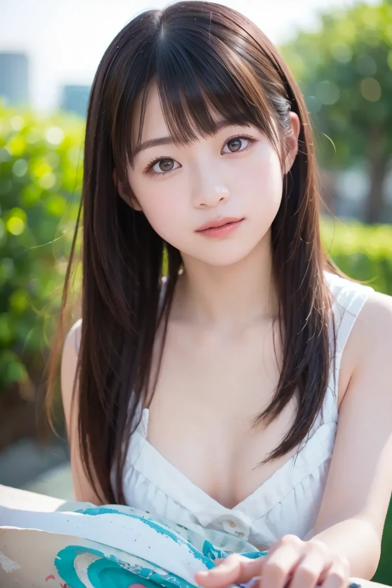 ((Best Quality, 8k, Masterpiece: 1.3)), Full Body, (Best Quality, Masterpiece: 1.2)), Cute Japan Woman Pictures, 1 Girl, 25 Years Old Beautiful Japan Girl, ((White Tube Top Bikini: 8.5)), (Full Body Photography), Full Body Portrait, Hard Nipples, Very Delicate Body, Small Breasts, ((Thin Waist: 5.5)), (Slender Abs: 3.5), (Small), (Female 160 cm), Focus sharp: 1.2, Outstanding Beauty Style: 1.4, Slender Abs: 1.2, (((Brown hair, Big: 1.2)), Highly detailed face and skin texture, Detailed eyes, Double eyelids, Outdoor, Full body portrait, Hair fluttering in the wind, Bangs,