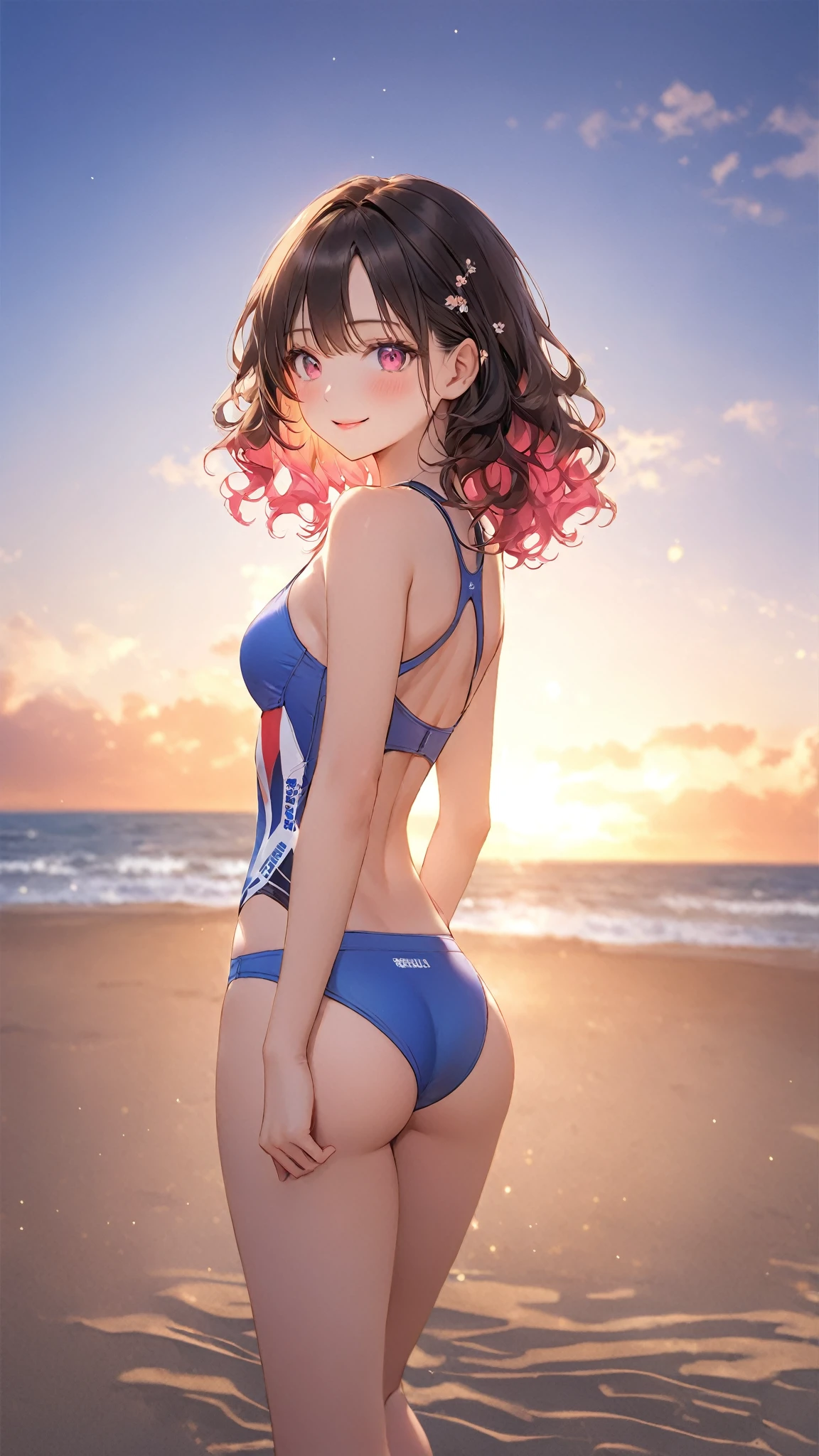 (4K,masterpiece,best quality,ultra detailed),(dynamic angle),(daylight,bloom),female,shallow sq
uatting,spread legs,(27-years-old,teenage),(medium hair,bob hair,straight hair,dark brown hair),(beautiful detailed face,beautiful detailed eyes,finely detailed skin,beautiful breast,beautiful hip,fair skin),light smile,(fitness swimsuits),on the beautiful lake side,