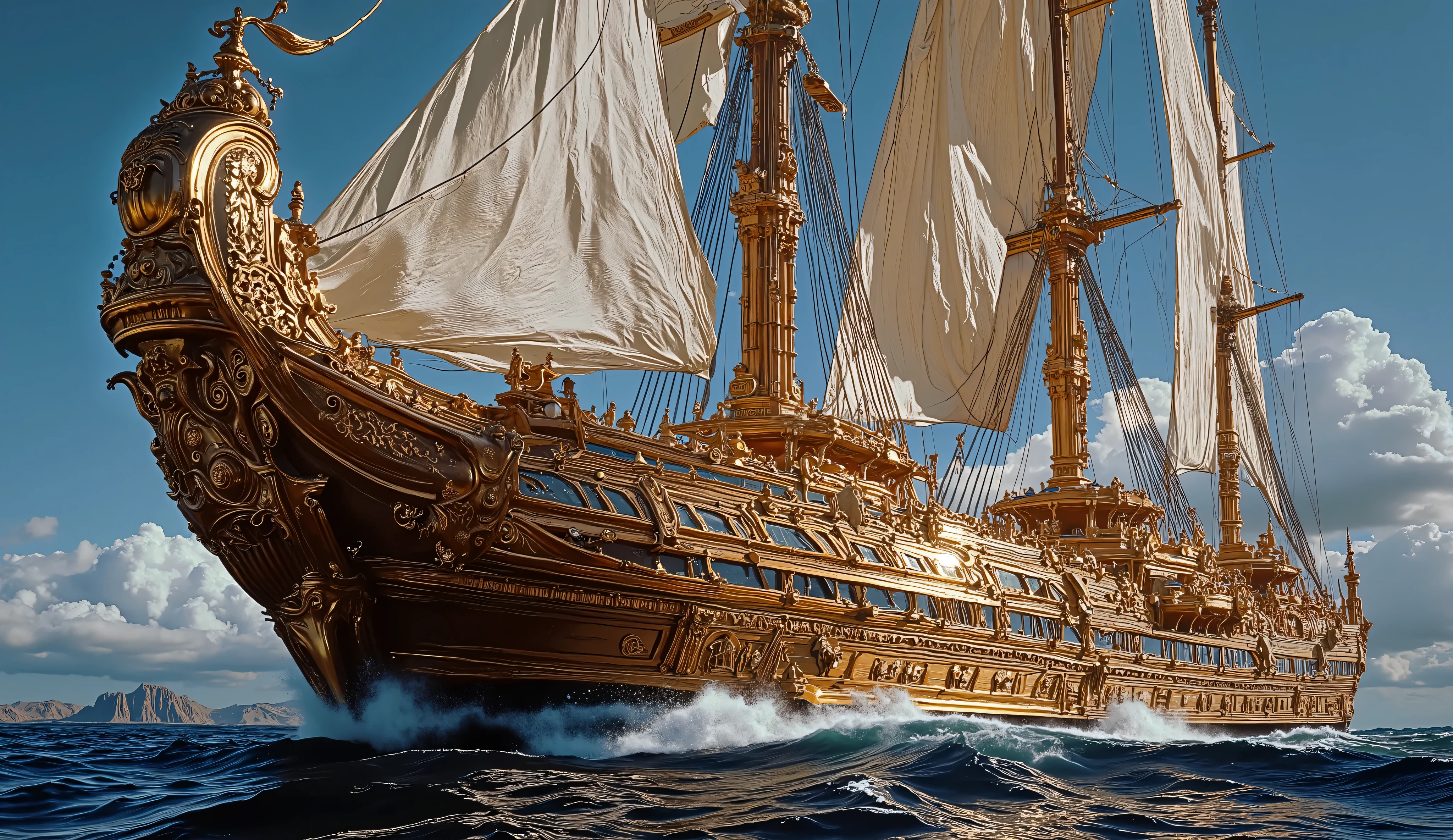 1950s, still image, ancient egypt grand wooden ship, sailing