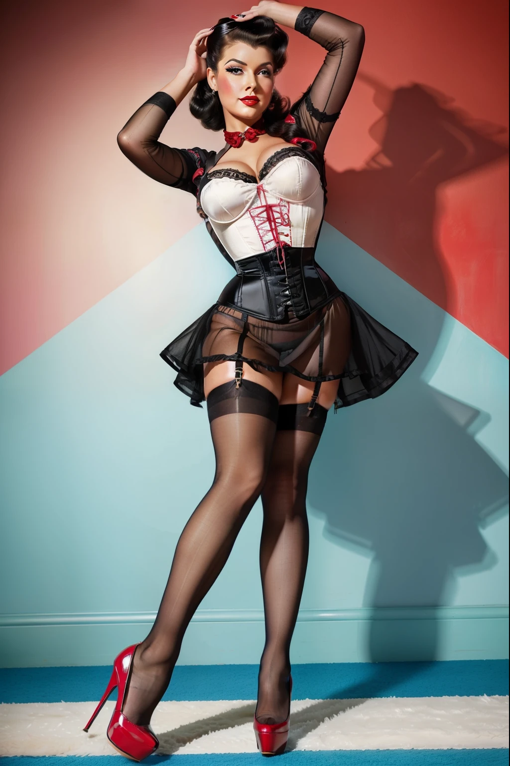 highest quality, masterpiece, (Very delicate and beautiful:1.2),
Blurred Background, View Viewer,
One girl, alone, Robber Girl, Red lips, blush, BDSM, Bodysuits, corset, shibari, handcuffs, collar, (suspension:1.6), Exposing breasts, Arms tied, Put your arms behind your back, Suppressed, Leaning forward,