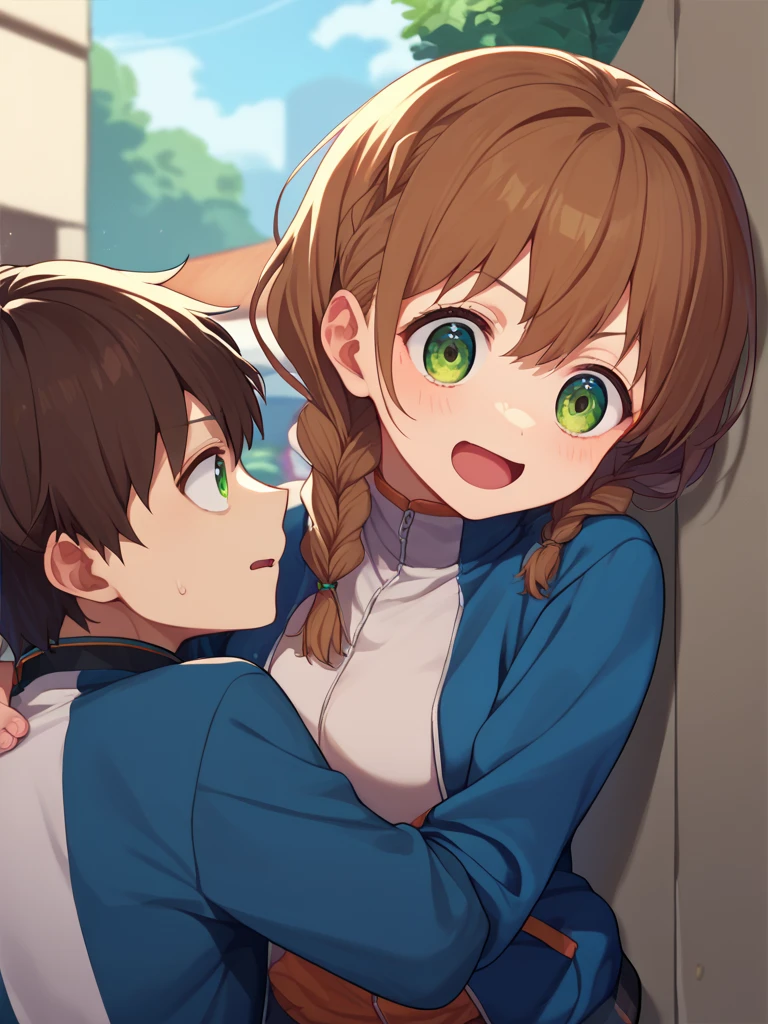 Uraraka in a miniskirt (very short) with 2 children