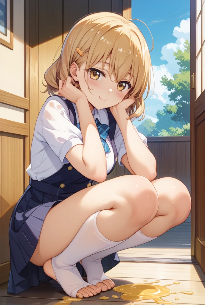 (Browsing Caution:0.99)、beautiful girl, (Roll up your skirt), Looking into the camera, Angle from below, Short skirt, Squat, A shy smile, Japanese , Beautiful Skin, ((highest quality, 16k, Tabletop: 1.3)), 1 girl, The light shines on your face, Highly detailed face, Highly detailed lips, Beautiful Eyes、Realistic Skin、Cute design panties、shaving、Various Hair Styles、Different color uniforms、Natural clothes、Vans Sneakers、bite、Detailed panties