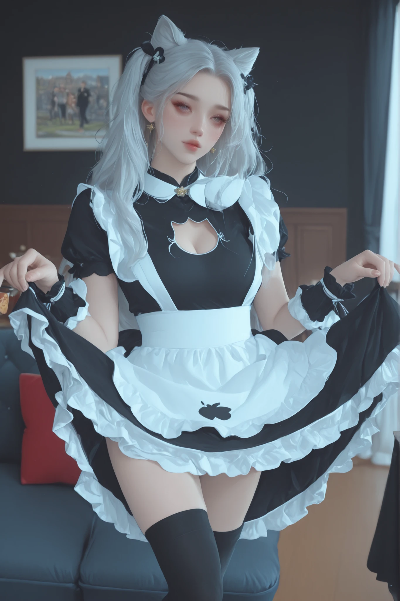 Change to a full-body photo of a woman,G cup, are perfectly detailed,has exquisite facial features, Clothes are exquisite , Game Character Design ,3D Rendering