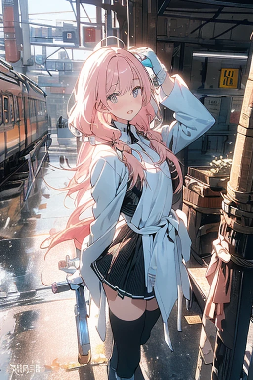 Anime Girls sitting on a bench with a knife in her hand, Exciting Literature Club, Smooth anime CG art, I also make fan art, Beautiful anime school girl, Fine details. Girls' Frontline, Girls' Frontline cg, artwork in the style of Gwaiz, (Anime Girls), Gwaiz, from Girls' Frontline, Cute girl anime visuals she is a japanese woman she is 17 years old. she is very skinny. Her shoulders are very narrow. she is naked. her breasts are small. She is 170 cm tall. She weighs 35kg. She has a transparent pink cunt exposed. She draws the female genitalia clearly.Her outline is thin and she doesn't use black, A sweet look in love. Her cheeks are dyed red. Japanese painting. pale watercolor. Do not draw outlines.The uterus and vagina are visible through the skin. The skin is transparent and the organs are visible.Very thin, small breasts, thin legs Pink straight hair, brown eyes, A short skirt with a checkered pattern, a tie of the same color as the skirt, and a navy blue blazer.Female genitalia exposed. with an anarchic color scheme.A Japanese high school girl is coming home from school and changing her clothes, exposing her skin.She is wearing a navy blazer, a plaid/checkered skirt, black knee-high socks, and has long pink hair, wearing glasses.The genitals are exposed and conspicuous.I'm changing clothes in my room and I'm naked. She doesn't even wear underwear.Do not draw outlines. A pale watercolor painting. Color saturation is low.