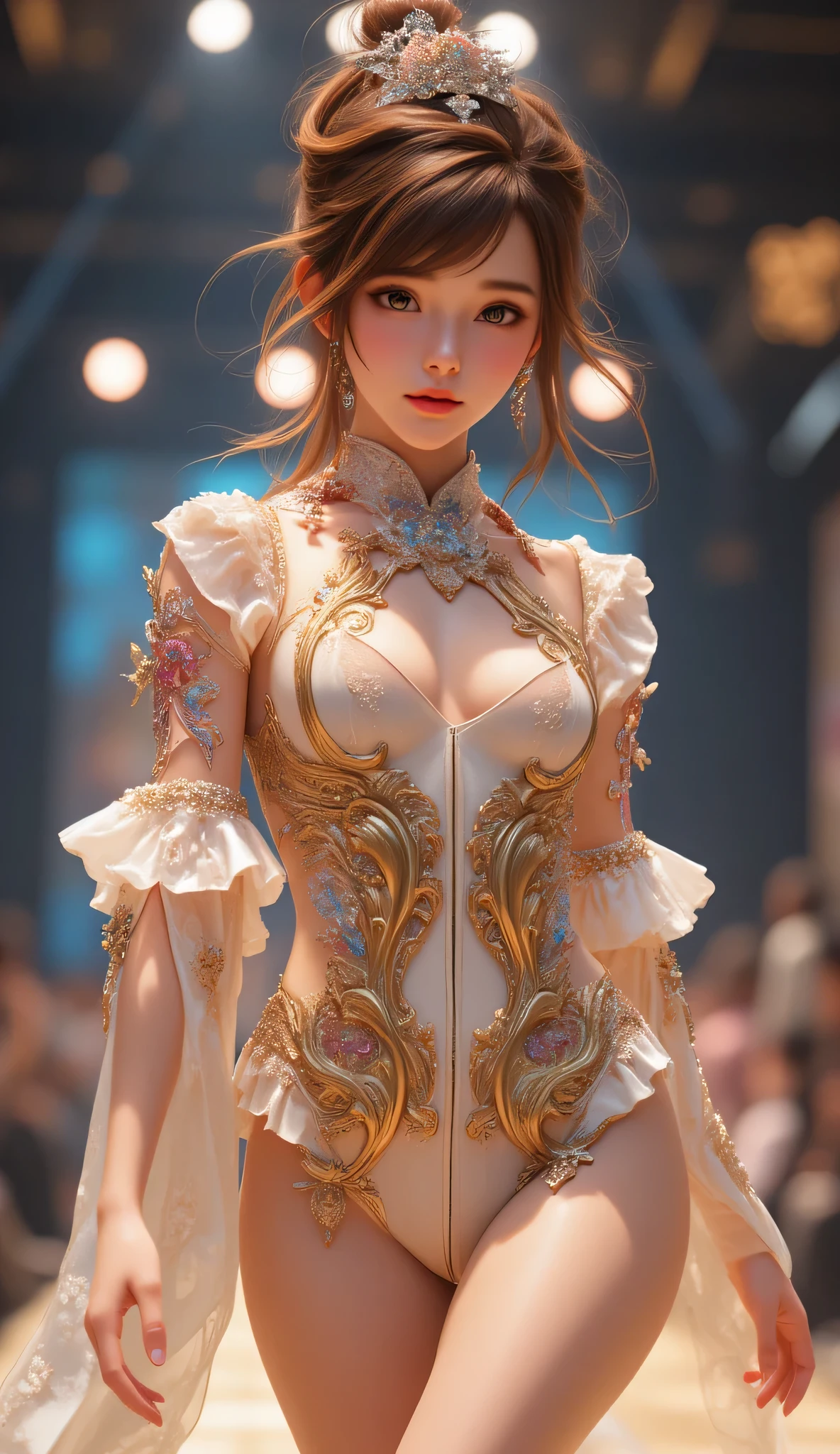 (high quality), (masterpiece), (detailed), 8K, Hyper-realistic illustration depicts (Japanese girl1.3) with striking features, adorned in (melted chocolate attire1.4) that drapes elegantly across her (upper body1.2), evoking a sense of sweet indulgence. In style of Hajime Sorayama, trending on Artstation.
