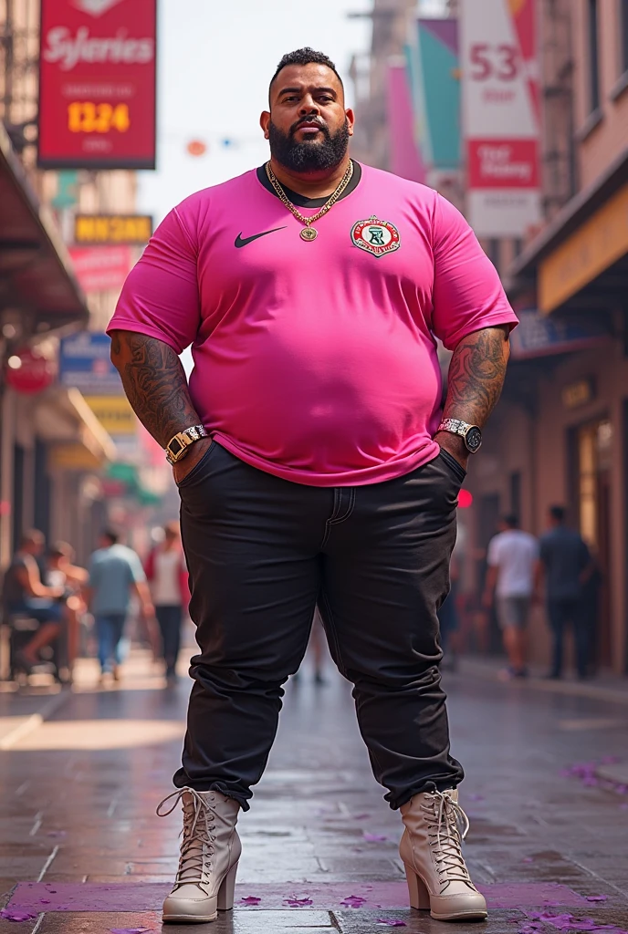 Immense chubby chubby guy with extremely thick thighs wearing only yellow or colored swim trunks, gordinho e barbudo, Concentrado, visual chave, intrincado, altamente detalhado, lineart preciso, Vibrando, Comprehensive cinematomatics, Griffiths Carne Bovina, Conrado Roset, (o retrato mais bonito do mundo:1.5) cena de fundo popart, Centered photography, Gargalhando
