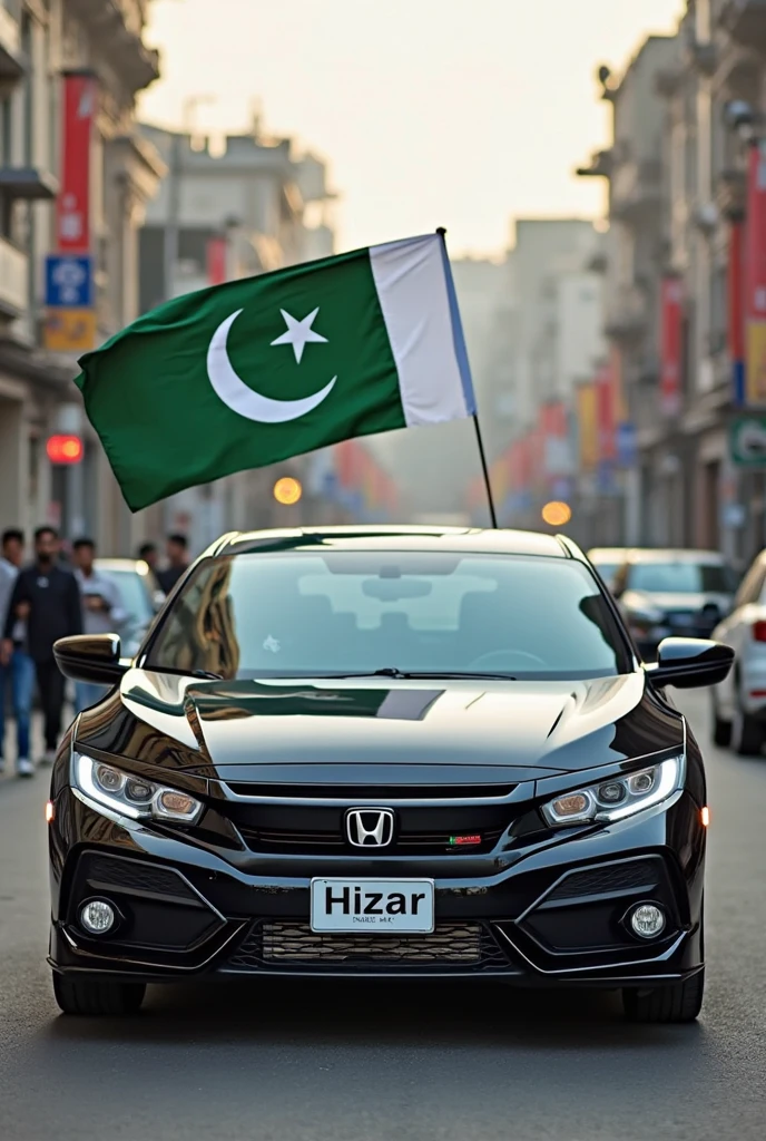 A prius 2010 with 3 price lights the car should have Pakistan flage color all over the car in open feild realistic full picture
