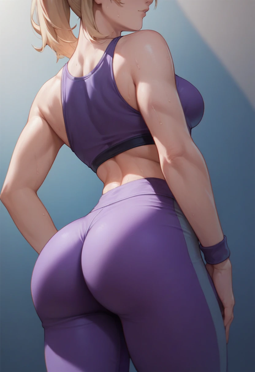(​masterpiece:1.4)、(top-quality:1.4)、
1girl in, Sports bra and white and purple sports leggings、(Arm sleeve),length hair, looking at the viewers, Bedroom, 独奏 ,realisitic,(shinny skin),(​masterpiece:1.4),(top-quality:1.4),red-lips