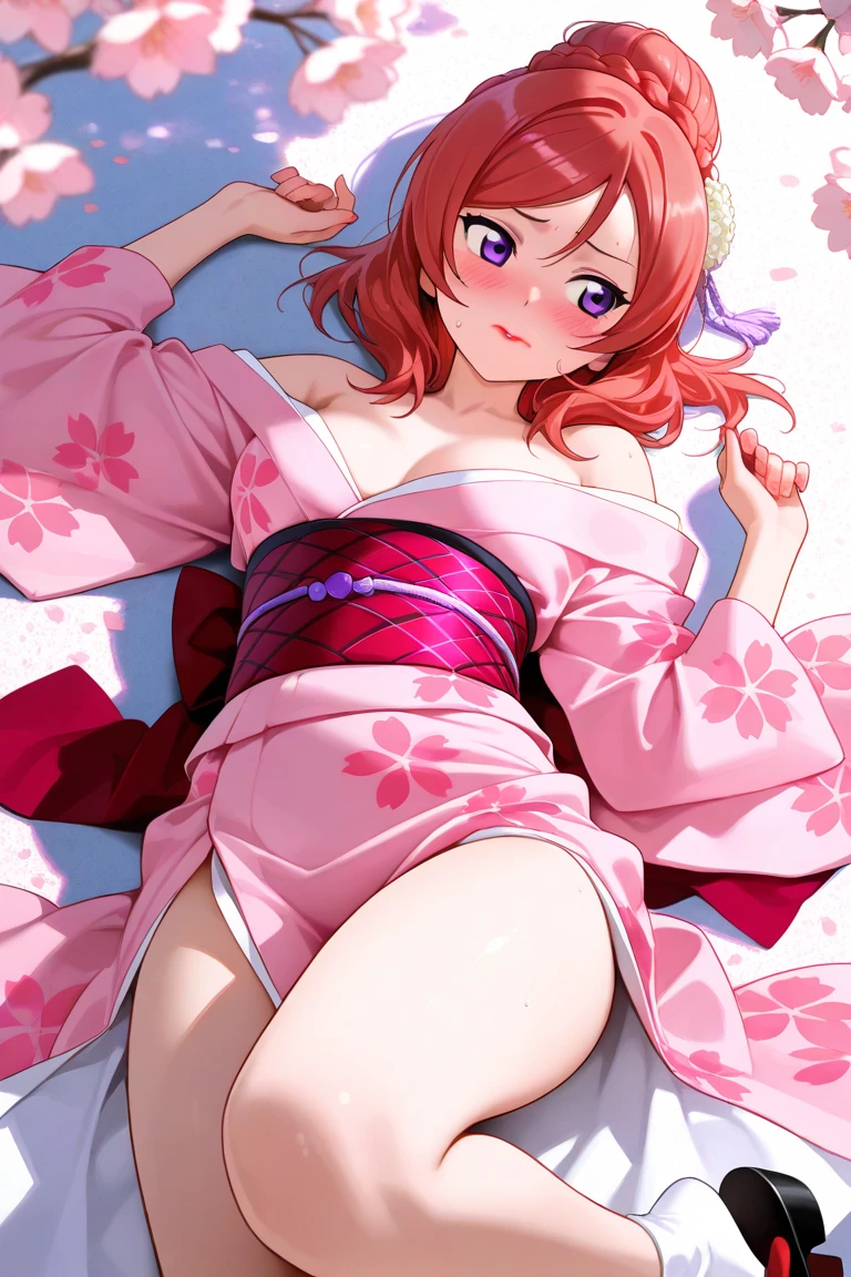 anime girl laying on the ground with pink hair and blue dress, sakura petals around her, anime style 4 k, best anime 4k konachan wallpaper, seductive anime girl, 4k anime wallpaper, haruno sakura, anime wallpaper 4 k, anime wallpaper 4k, anime art wallpaper 4 k, anime art wallpaper 4k, beautiful anime girl, sayori