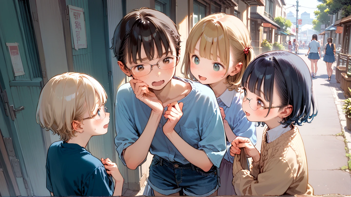 The nephew was touching the girl's ass,Disheveled clothes,His face was flushed,drools