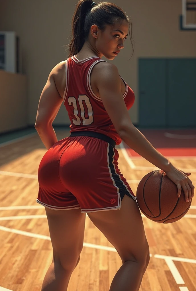(RAW photo, 4k, masterpiece, high resolution, extremely complex) (realistic: 1.4), cinematic lighting
1 young man having long legs, thick thighs, large hips, thin and narrow weist, big male reproductive organs, very small spikey boyish haircut,, Solo Focus, Summer Noon, Hot, 1990s\(Style\), (Best Quality), (Highres), (an Extremely Delicate and Beautiful),,(Beautiful 8k face),(Brown eyes),(ulzzang-6500:1.0),(solo),(Looking side),( spectators),(large breasts),(NBA),bent over,,lookside,(side), ,(Basketball sportswear),((Play basketball)),((gymnasium)),((speed)),(reality), man, man, shaved , hot male