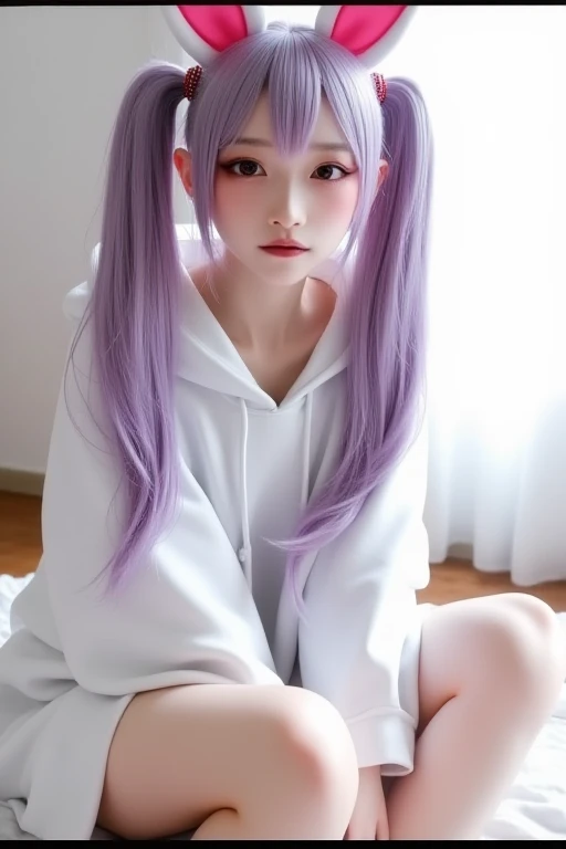young japanese girl with light purple hair fair skin blue eyes skinny