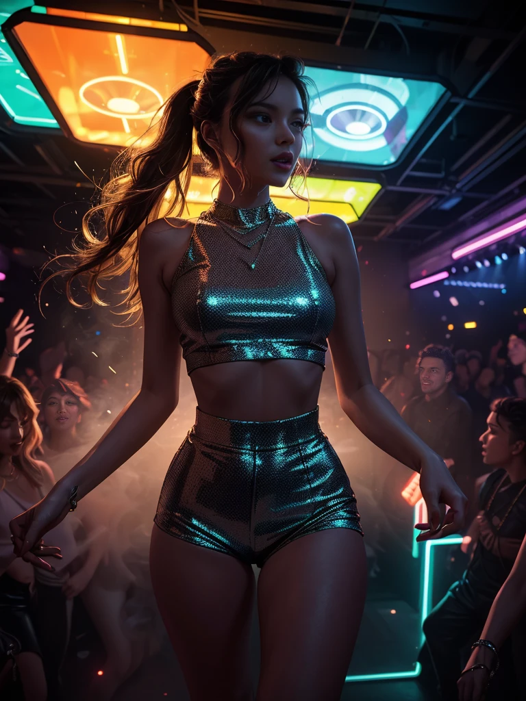 Harley Quinn como cadete espacial,(((1 chica))),((girl with extremely lindo and beautiful, cabello rojo, ((kneeling on the floor of the space station control rooms)), Mostrando redondo,(pechos medianos:1.4),sagging breasts,(((pelo negro:1.35,pelo lacio,pelo largo:1.4,pelo interior coloreado,ear breathing,pelo de cola de caballo,pelo largo,Brown hair,cabello rojo,trenza larga,pelo interior coloreado))),((ojos color avellana:1.3,ojos vueltos hacia arriba:1.3,ojos perfectos,Hermosos ojos detallados,gradient eyes:1,hermosos ojos finamente detallados:1,Symmetrical eyes:1,Gran resaltado en los ojos:1.2)),((gordo)),((((pale skin,piel brillante:1.5,Piel brillante: 1.5,piel brillante,very piel brillante,cuerpo brillante,plastic glitter skin,exaggerated piel brillante,piel brillante like ebony))),(spider lower abdomen,Cintura estrecha,cadera ancha,athletic body,piernas infladas,dedos delicados y detallados,Empty hand,cuerpo detallado,brazos detallados,manos humanas,(cara detallada)), lindo,cachonda,seductor,erotic,(((NSFW))), zettai ryouiki,Ropa reveladora,mostrar piel,((Sci-fi underwear,correas de tanga visibles)),(Wear holographic space thong,Shiny holographic underwear),((Detailed holographic bra,Zapatillas Converse Hi-Tops detalladas)), (dynamic pose:1.0),enfocarse solo,((mirada traviesa)),centrado,escala para ajustarse a las dimensiones,Regla de los tercios, al aire libre,((vista nocturna)),(Empty space station with stars and nebulae in the Background:1.5,cielo oscurocon estrellas,(Space station lights in orbit)),(Luces de la consola,  Empty),(((antecedentes detallados:1.25))), (mejor calidad),(high resolution),(Sharp focus),(ultra detallado),(extremadamente detallado),(Obras de arte de muy alta calidad.),8K_fondo de pantalla,(extremadamente detallado CG 8K),(CG 8K muy fino),((hyper super ultra detallado perfect piece)),impecable,(((obra maestra))),ILLUSTRATION,colores vibrantes,(Intri