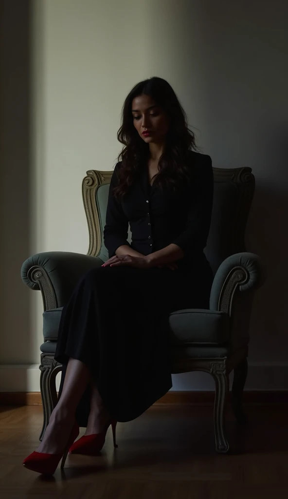 A beautiful girl sits by the lamp, Realism