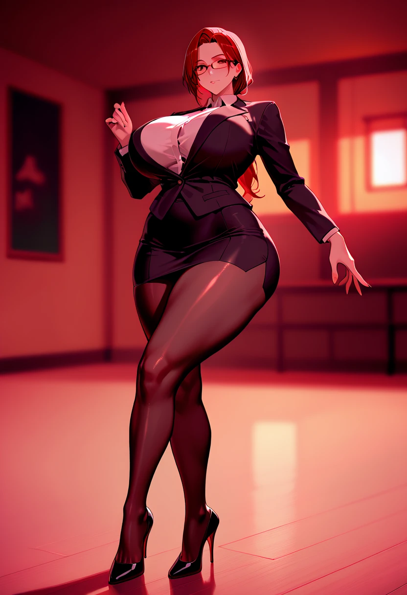 anime, beautiful face, highly detailed face, 2 accurate legs detailed eyes, highly detailed background, perfect lighting, accurate arms, accurate hands, accurate fingers, full body, 1girl, solo, ruby hoshino, oshi no ko, indoors, detailed heels, black heels, detailed thighhighs, absurdres, high res, ultrasharp, 8K, masterpiece, looking over her shoulders, looking at viewer, teasing smile, elegant pose, clubbing, in a nightclub, nightclub outfit, pencil skirt, (arms outward:1.2)