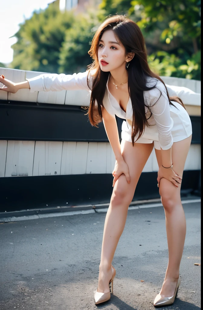 (full body:1.5),(1girl:1.3),(view the viewer:1.4),(??????? correct:1.4),(sitting on the top of mountain:1.2),(Wearing a nurse set:1.2),(Opaque pantyhose:1.3),( girl pointed thick heels :1.1),((purplish color | blue colors | in pink | greys |white colors |black in color | orange colors | green color | cyan colors | golden colors | khaki | Salmon colors):1.2),(Accurate and perfect face:1.3),(Long legs:1.3),hyper HD, Ray traching, reflective light, structurally correct, Award-Awarded, high detail, lighten shade contrast, Face lighting ,cinematic lighting, masterpiece, super detailing, high quality, high detail, best quality, 16k,High contrast,
