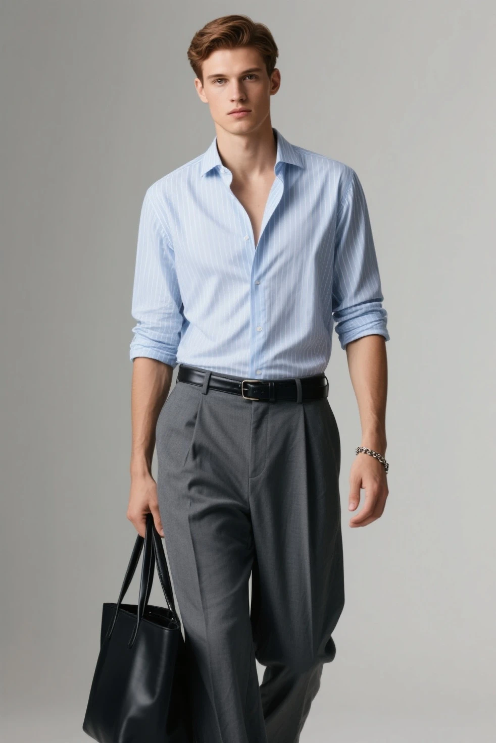 solo , 1man , thai man , blue Button-down shirt with collar , black Long pants , happy