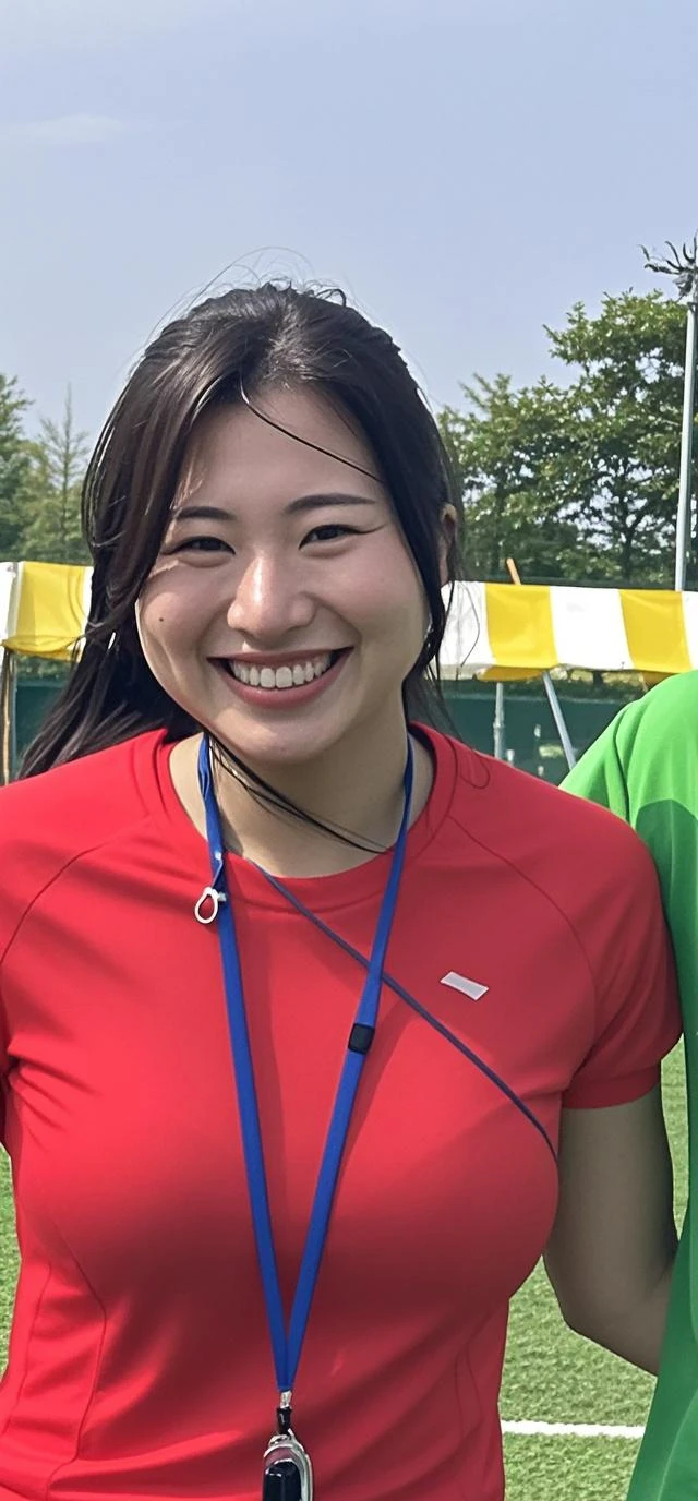 (photorealism:1.2), asian beautiful woman,wearing green baseball cap and green t-shirt, greetings, no background, full body, wearing gold medal with 2 line red and white line