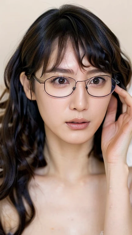 best quality, face focus, soft light, ultra high res, (photorealistic:1.4), RAW photo,
1japanese girl, solo, cute, (pupil, lights in the eyes),  detailed beautiful face, (small chest),(high resolution detail of human skin texture),
(long hair),
indoor,
Damask Shirt Dress,
(portrait),
glasses