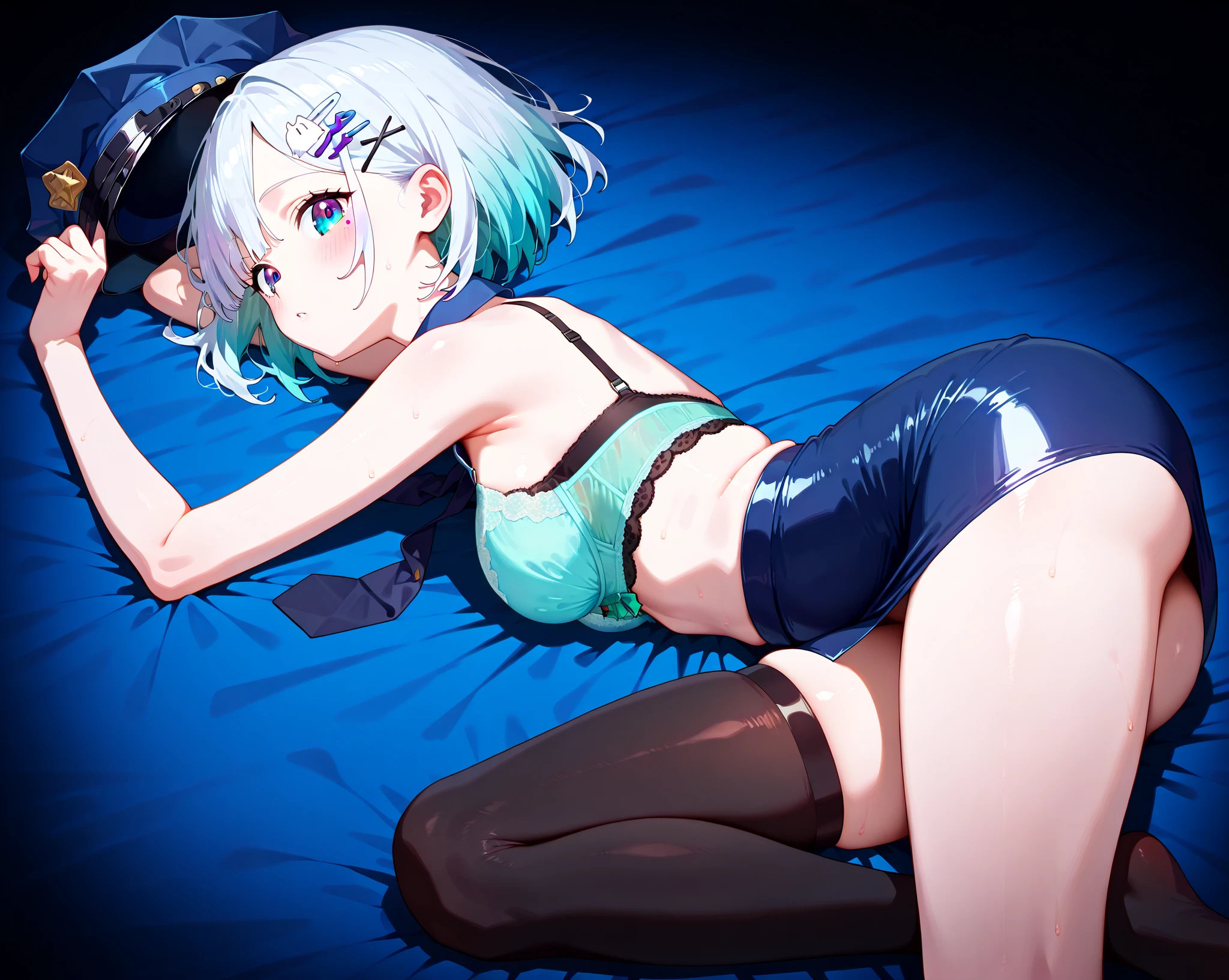 Cirno,silk stockings,a little angry,in the bed