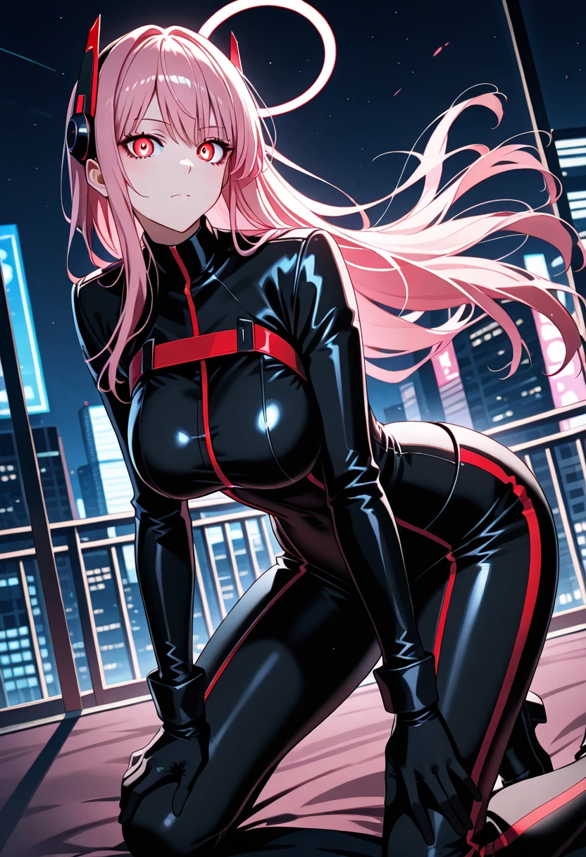 best quality, insanely detailed, nino nakano, breasts, blush, looking at viewer, cheerful eyes, arousal, long sleeve leotard, highleg leotard, athletic leotard, tight leotard, pussy, full body, spread legs, masturbation, nsfw, roof top background, airwalking