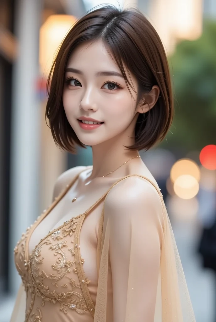 high quality,8K,4k,high resolution,woman,1 personality,(若いwoman),(smile),looking at the camera,Japanese,Bobcut,(tall1.3),((最high quality, 8k, masterpiece: 1.3)),double eyelid, 最high quality,8k, High Resolution, Highly detailed face,(Lens flare, Luminous Particles: 0.6),(Looking at the camera),luxury,((((Plump body)))),((最high quality, 8k, masterpiece: 1.3)),whole body,