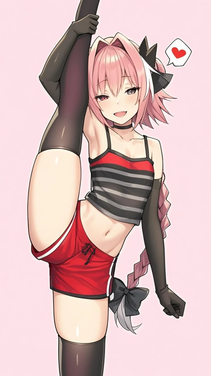 masterpiece, best quality, highres, aanana, long hair, twintails, hair ribbon, black ribbon, demon tail, bikini, striped thighhighs, my room
