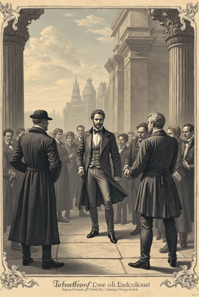 Describe a photo of Catiline making fiery speeches at a secret meeting. The room is lit by torches, creating dancing shadows on the walls. Catilina, with fiery eyes and energetic gestures, it is in front of a table where scrolls and secret documents are arranged. Meeting participants are attentive, some with expressions of admiration and others with tense faces. No ar, o som de suas palavras apaixonadas reverbera, como ele exorta seus seguidores a agirem contra o governo romano.