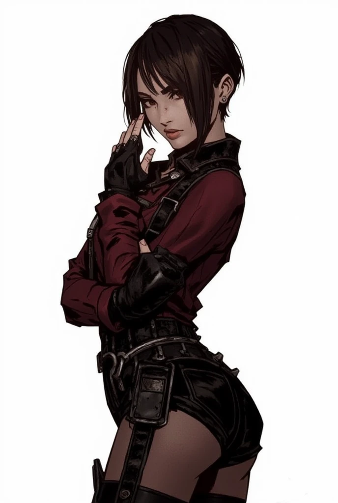 a stylish korean man with long hair tied in bun, wearing black round sunglasses, black leather gloves, dark clothing, sitting on a chair in a dark environment, dynamic point of view, best quality, ultra-detailed, photorealistic, vivid colors, dramatic lighting, chiaroscuro, dark and moody atmosphere, masculine, charismatic, punk style