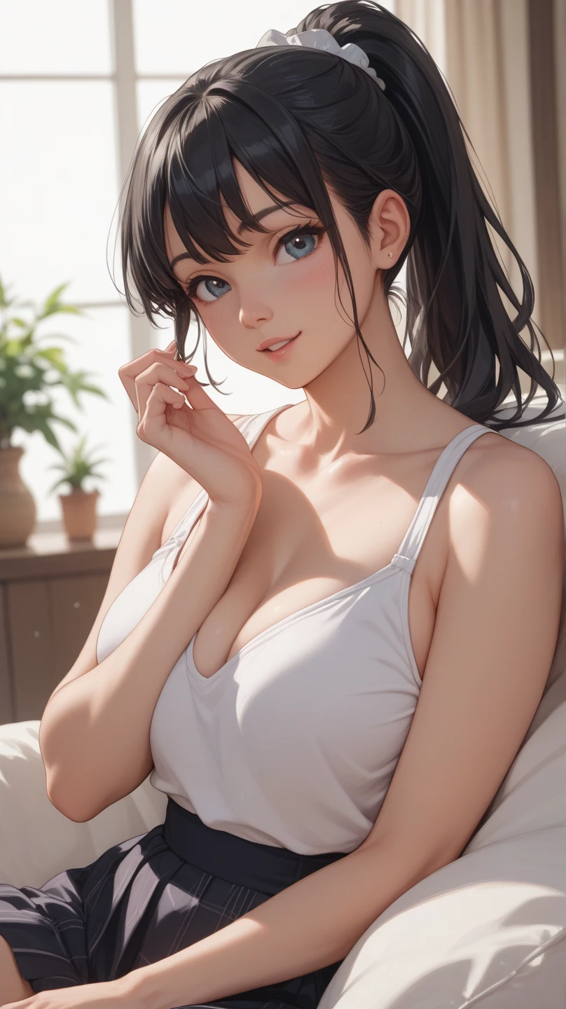 masterpiece, highest quality, One Girl, Thighs, beautiful girl, Small waist, Official Art, RAWphotograph,colorful、Bright lighting、Face Light, Ultra-realistic, High resolution, photograph, Sharp focus, Highly detailed eyes and face,Symmetrical face, whole body、Large Breasts、Long Hair、チラリと見えるThighs、Beautiful cleavage、bride、smile、lipstick、Twin tails、White tennis wear、whole body、serve