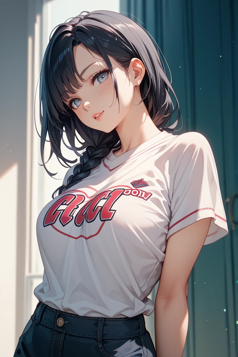 Tabletop、highest quality、Ultra-detailed、High resolution、8K Wallpaper、Perfect dynamic composition,、Detailed and beautiful eyes、(Volleyball Uniforms:1.3)、Dark brown wavy hair、short hair、(Beautiful big breasts:1.3)、Natural color lip、Bold sexy pose、Cute Smile、20 year old girl、Sexy shot of the camera、Gym、Volleyball court