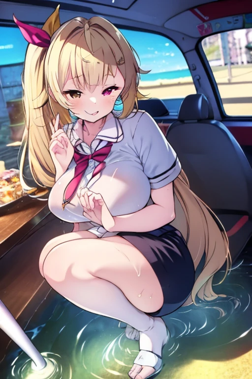 Kentaro Yabuki, love〜fart, Golden Darkness,ore_9, score_8_superior, score_7_superior BREAK
konjiki no yami, Red eyes, Blonde, Hair Intake, Long Hair, Hair Pod, , skirt, Sweater vest, View your viewers, A light smile, Portraiture, in the train,Sitting skirt lift (show off panties)