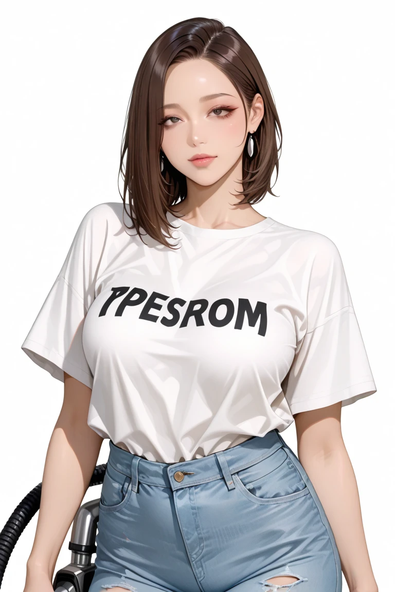 8k,((Highest quality)),Very detailed,((masterpiece)),Realistic, masterpiece, Highest quality, (Reality: 1.4), オリジナルphotograph, 35mm lens, Aperture f1.4, Movie Posters, Light and shadow,((Big Tits 1.1)),girl,Real Skin, (Skin Details: 1.3),Corrects your fingers into a beautiful shape,Two beautiful arms,Real fingers with attention to detail,High quality skin,photograph,short hair,Age 25,((Big, wide eyes)),Voluptuous body,((Full Body Shot:1.3)),Ultra-high resolution,((Realistic: 1.4)), RAWphotograph,Beautiful colors,Backlight,Bright lighting,(Bright smile:1.5),One Woman,((T-Shirts)),skirt,snap shot,Portrait,