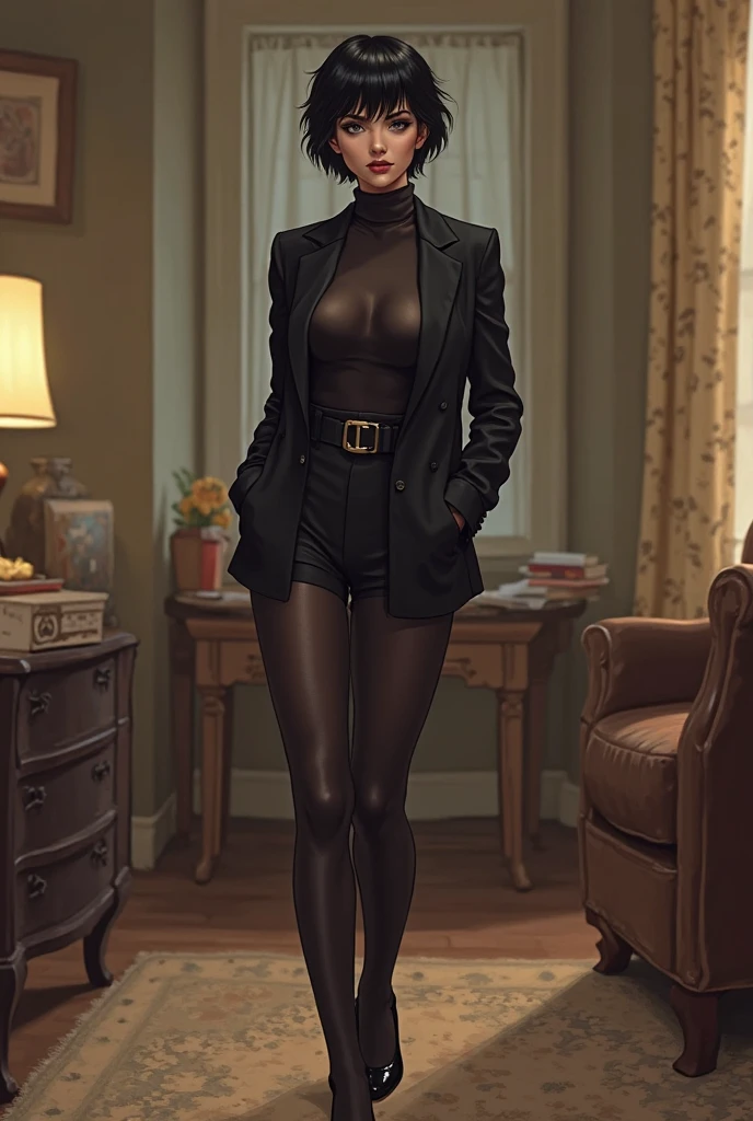 masterpiece, 1girl, solo, nani, (black trench coat:1.2), sunglasses, confident, smirk, completely nude, barefoot, open coat, thick thighs, anklet, choker, one hand on hip,