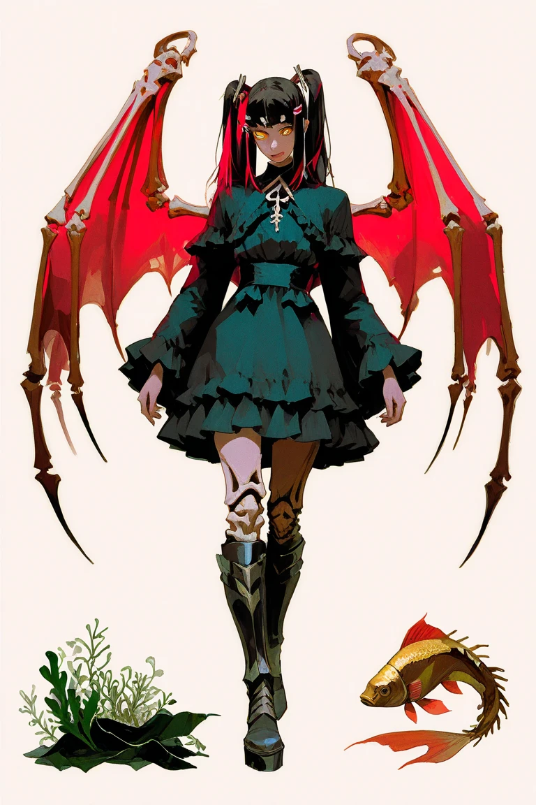 Succubus,redheadwear,flower arrangement,in the head,lingerie