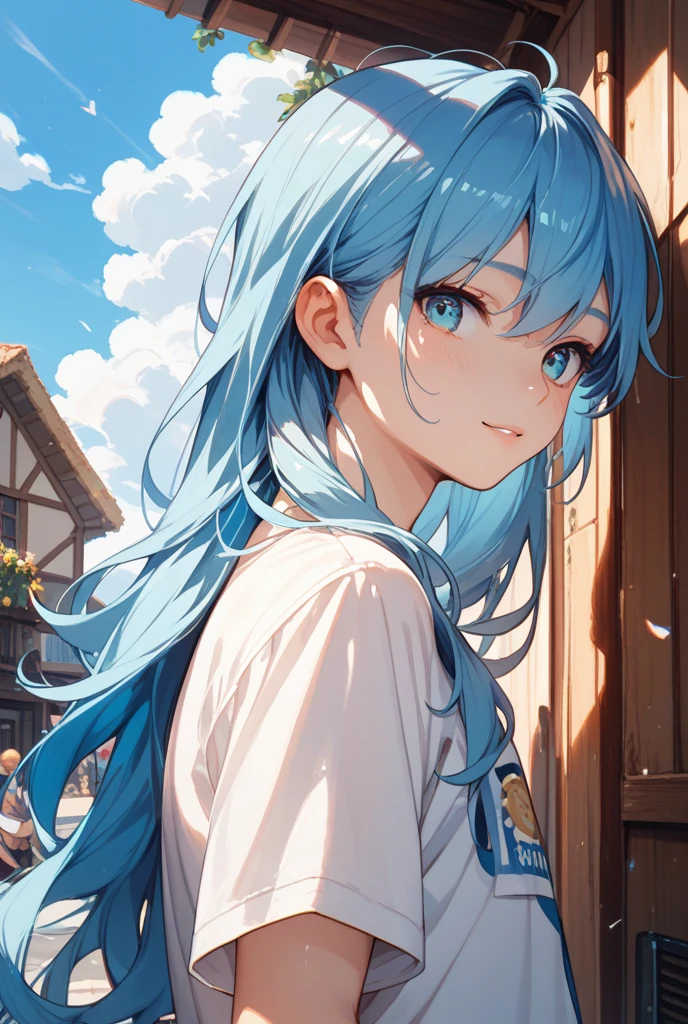 masterpiece, best quality, extremely detailed, (illustration, official art:1.1), 1 girl ,(((( light blue long hair)))), ,(((( light blue long hair)))),light blue hair, , long hair ((blush)) , cute face, big eyes, masterpiece, best quality,(((((a very delicate and beautiful girl))))),Amazing,beautiful detailed eyes,blunt bangs((((little delicate girl)))),tareme(true beautiful:1.2), sense of depth,dynamic angle,,,, affectionate smile, (true beautiful:1.2),,(tiny 1girl model:1.2),)(flat chest) ,,((shy)),((((twitching)))),White dress,,sunset,from above,viewer holding leash,collar,restrained, handcuffs, Japanese-style room、gravesite、ruins